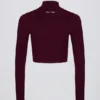 Soft Active Zip-Up Cropped Jacket in Burgundy