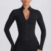 Soft Active Zip-Up Jacket in Black