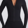 Soft Active Zip-Up Jacket in Black