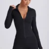 Soft Active Zip-Up Jacket in Black