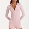 Soft Active Zip-Up Jacket in Blush Marl