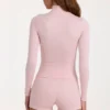 Soft Active Zip-Up Jacket in Blush Marl