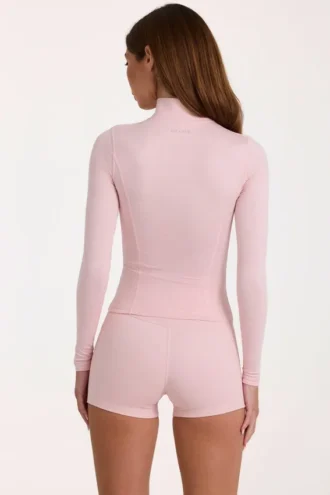 Soft Active Zip-Up Jacket in Blush Marl