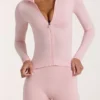 Soft Active Zip-Up Jacket in Blush Marl