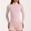 Soft Active Zip-Up Jacket in Blush Marl