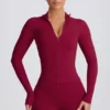 Soft Active Zip-Up Jacket in Burgundy