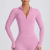 Soft Active Zip-Up Jacket in Dusty Pink