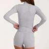 Soft Active Zip-Up Jacket in Grey Marl