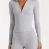 Soft Active Zip-Up Jacket in Grey Marl