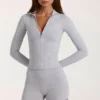 Soft Active Zip-Up Jacket in Grey Marl