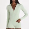 Soft Active Zip-Up Jacket in Sage Marl