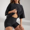 Soft Cotton Biker Shorts in Black