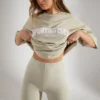 Soft Cotton Biker Shorts in Limestone