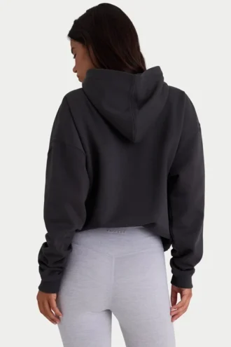 Soft Cotton Fleece Oversized Hoodie in Black
