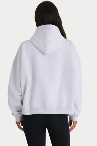 Soft Cotton Fleece Oversized Hoodie in Marl Grey
