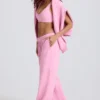 Soft Cotton Jersey Mid-Rise Wide-Leg Joggers in Baby Pink