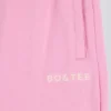 Soft Cotton Jersey Mid-Rise Wide-Leg Joggers in Baby Pink