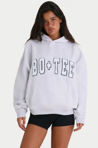 Soft Cotton Jersey Oversized Hoodie in Heather Grey