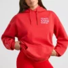 Soft Cotton Jersey Oversized Hoodie in Red