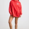 Soft Cotton Jersey Oversized Hoodie in Red