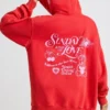 Soft Cotton Jersey Oversized Hoodie in Red