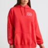 Soft Cotton Jersey Oversized Hoodie in Red