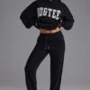 Soft Cotton Jersey Relaxed Mid-Rise Joggers in Black
