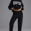 Soft Cotton Jersey Relaxed Mid-Rise Joggers in Black