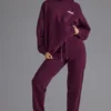 Soft Cotton Jersey Relaxed Mid-Rise Joggers in Grape