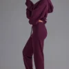 Soft Cotton Jersey Relaxed Mid-Rise Joggers in Grape