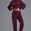 Soft Cotton Jersey Relaxed Mid-Rise Joggers in Grape