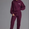 Soft Cotton Jersey Relaxed Mid-Rise Joggers in Grape