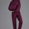Soft Cotton Jersey Relaxed Mid-Rise Joggers in Grape