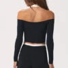 Soft Jersey Off-Shoulder Top in Black