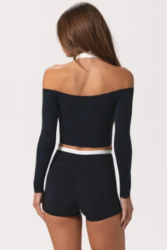 Soft Jersey Off-Shoulder Top in Black