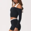 Soft Jersey Off-Shoulder Top in Black