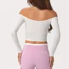 Soft Jersey Off-Shoulder Top in Milk