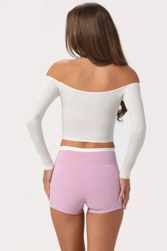 Soft Jersey Off-Shoulder Top in Milk