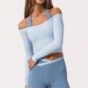 Soft Jersey Off-Shoulder Top in Powder Blue