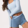 Soft Jersey Off-Shoulder Top in Powder Blue