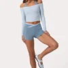 Soft Jersey Off-Shoulder Top in Powder Blue