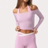 Soft Jersey Off-Shoulder Top in Sweet Pink