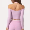 Soft Jersey Off-Shoulder Top in Sweet Pink