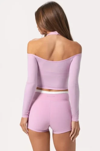 Soft Jersey Off-Shoulder Top in Sweet Pink