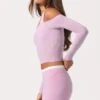 Soft Jersey Off-Shoulder Top in Sweet Pink