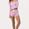 Soft Jersey Off-Shoulder Top in Sweet Pink