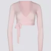 Soft Jersey Wrap Crop Top in Ballet Pink