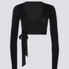 Soft Jersey Wrap Crop Top in Black