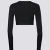 Soft Jersey Wrap Crop Top in Black