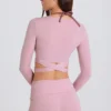 Soft Jersey Wrap Crop Top in Mauve